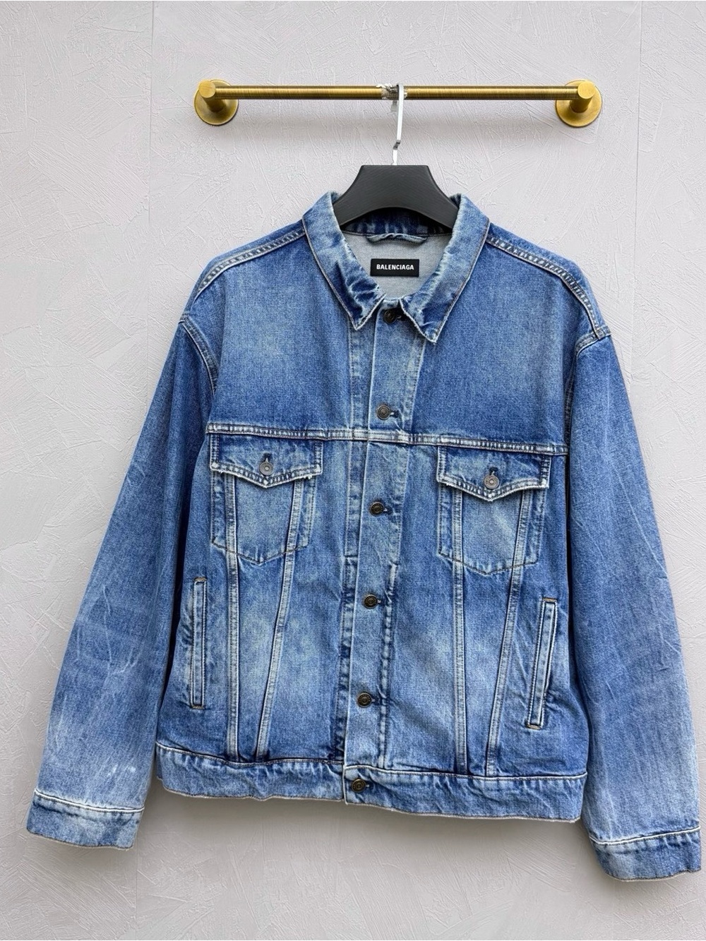 🚩steal Balenciaga Black Label on Light Blue Denim
